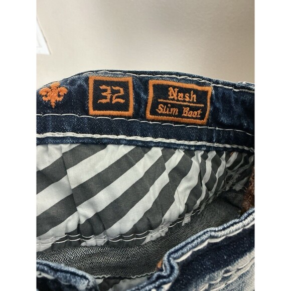 Rock Revival Jean Nash Men’s Size 32 Slim Boot Leg Blue Wash White Stitch - Picture 6 of 6